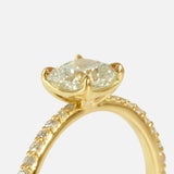 Angled close up detail view of Lara / White Cushion + Pave Ring by Fitzgerald Jewelry