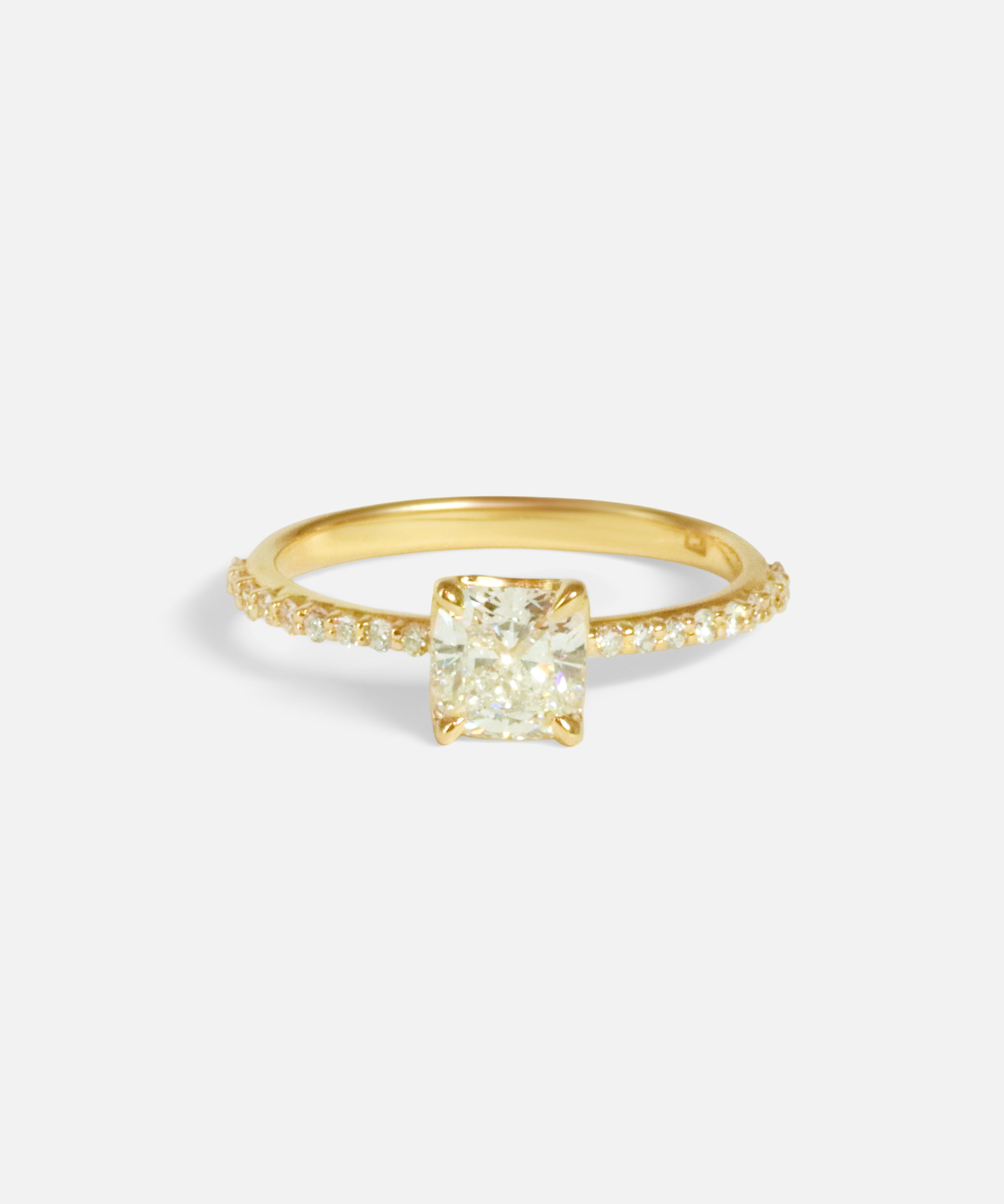 Front view of Lara / White Cushion + Pave Ring by Fitzgerald Jewelry