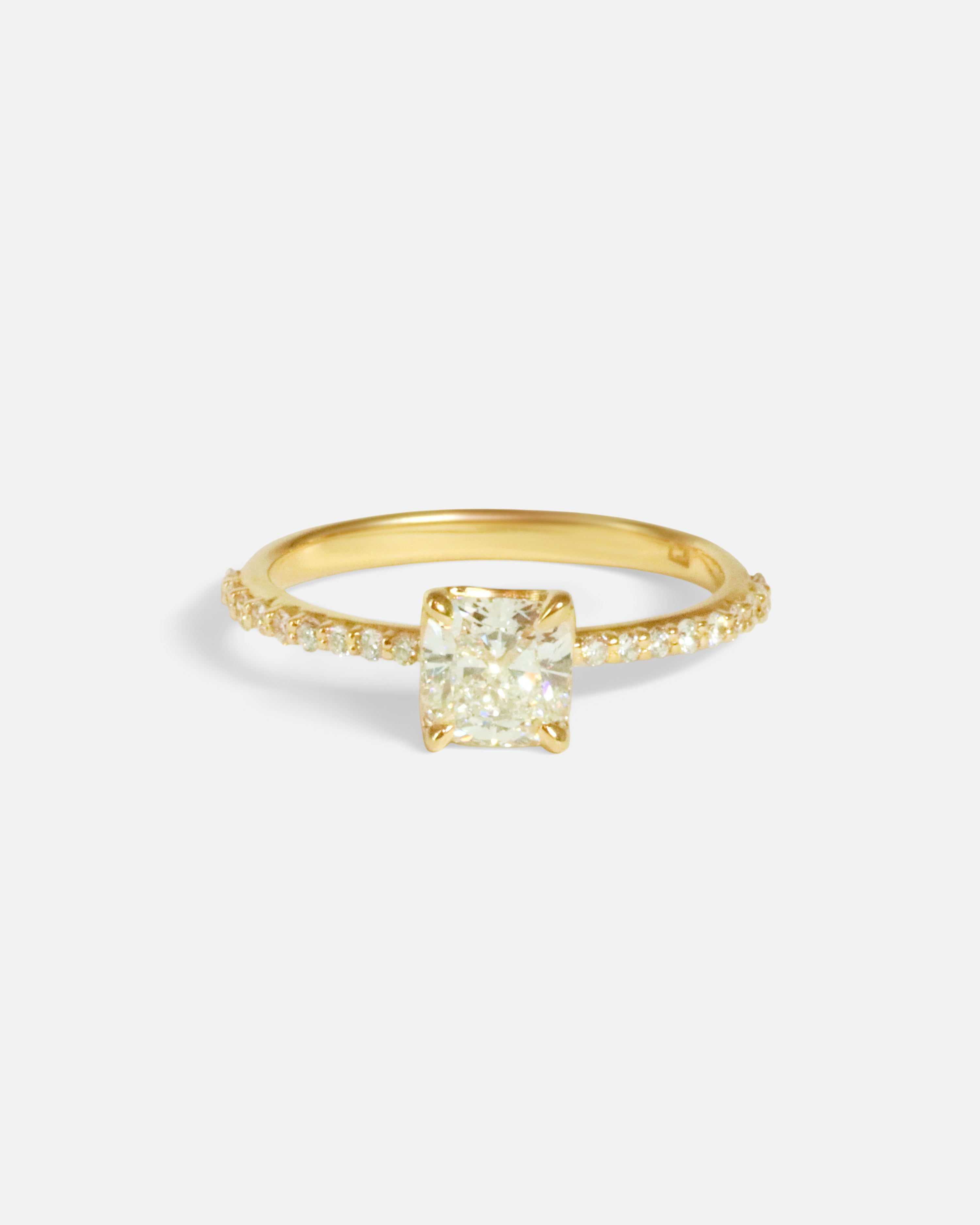 Front view of Lara / White Cushion + Pave Ring by Fitzgerald Jewelry