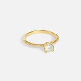 Angled side view of Lara / White Cushion + Pave Ring by Fitzgerald Jewelry