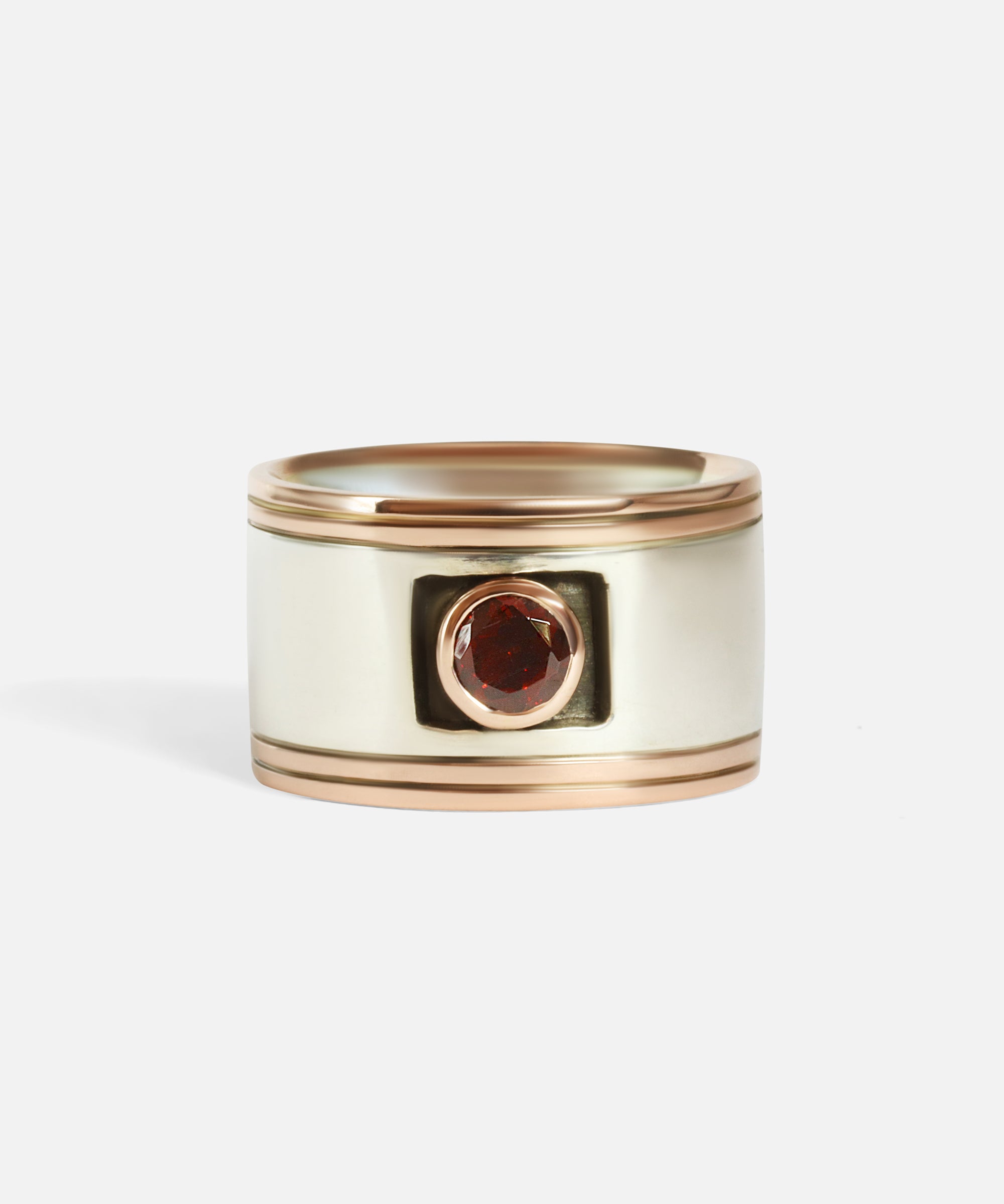 Front view of Garnet Double Band Ring by Fitzgerald Jewelry