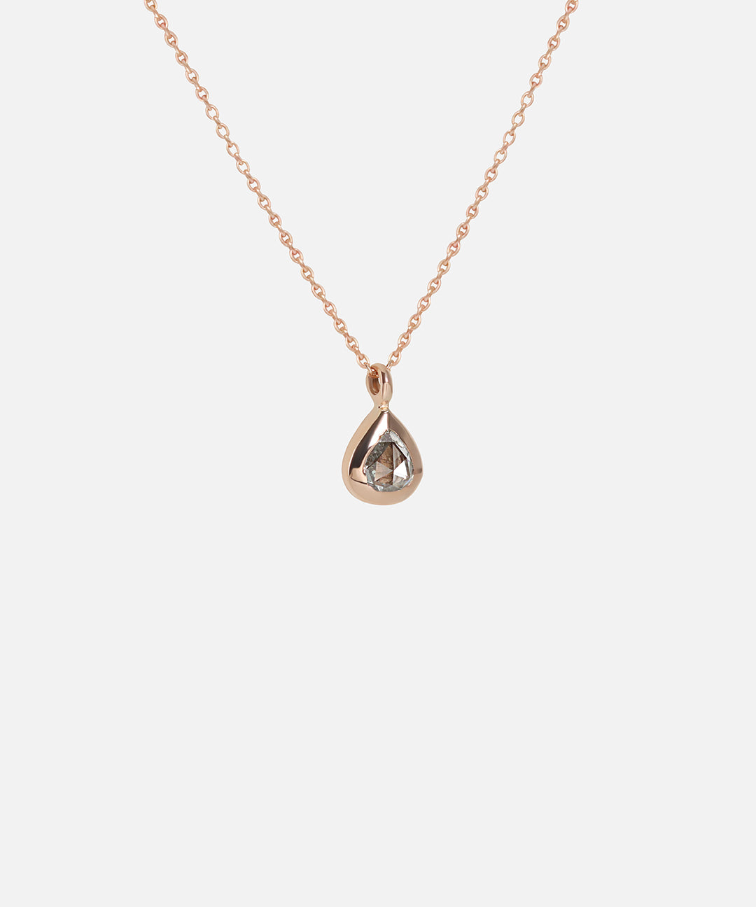 Side view of Pear Rose Cut Diamond Pendant by Fitzgerald Jewelry