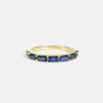 Front view of Baguette Sapphire Ring in 18k yellow gold
