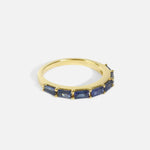Side view of Baguette Sapphire Ring in 18k yellow gold