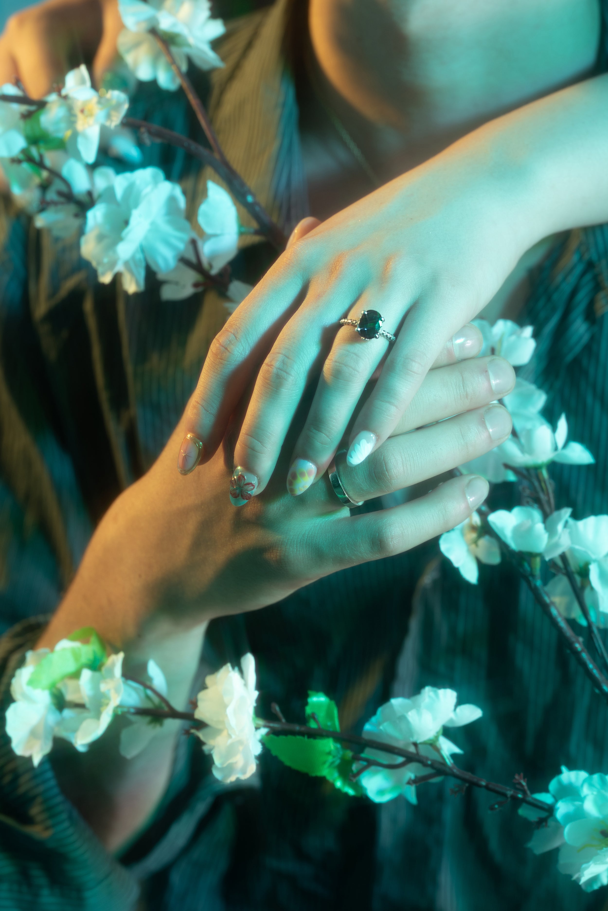 Model wears Til Death Ring from our Engagement Rings collection on ring finger