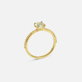 Angled side profile view of Lara / White Cushion + Pave Ring by Fitzgerald Jewelry