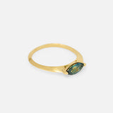 Angled side view of Florence / Marquise Sapphire Ring by Casual Seance