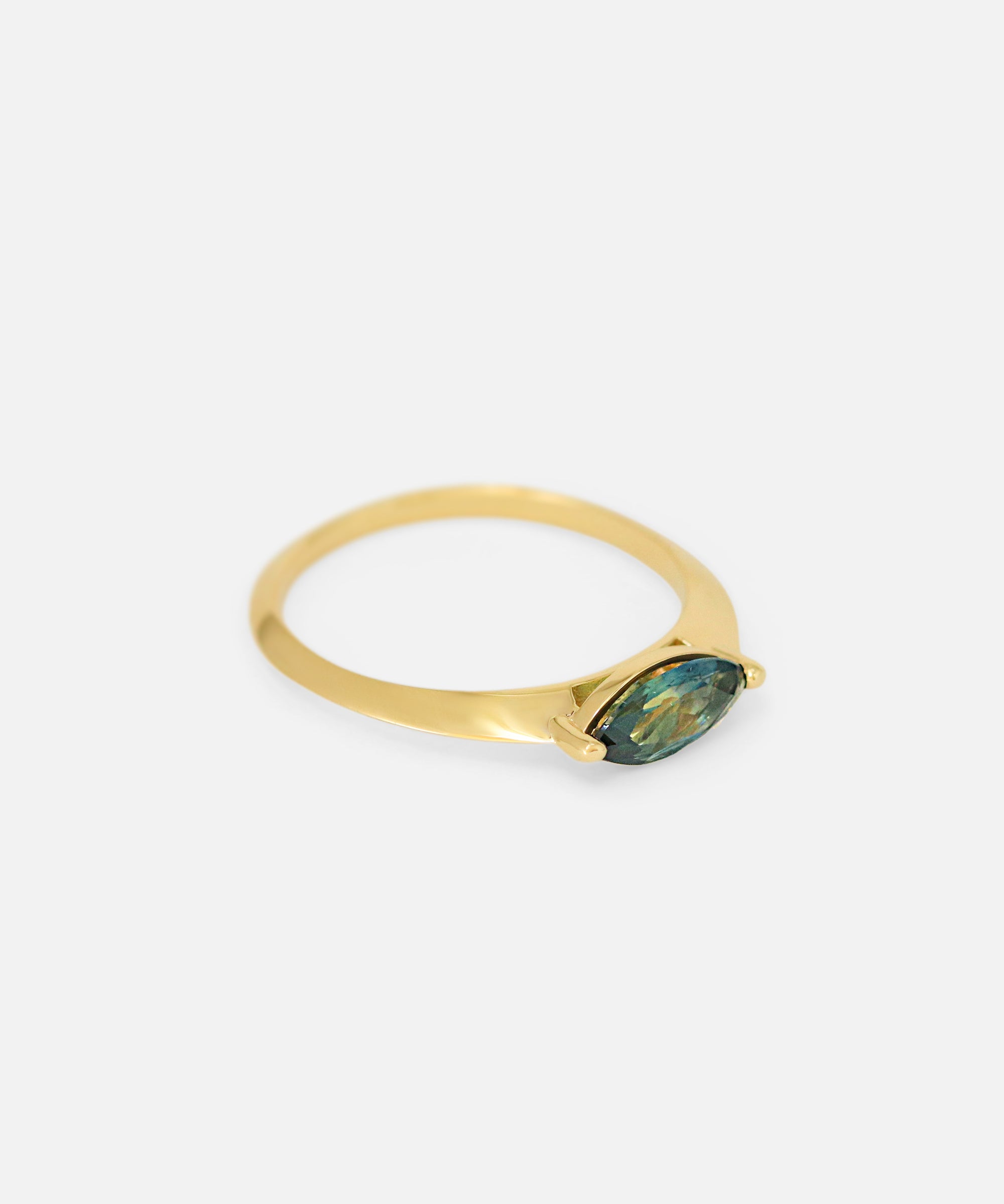 Angled side view of Florence / Marquise Sapphire Ring by Casual Seance