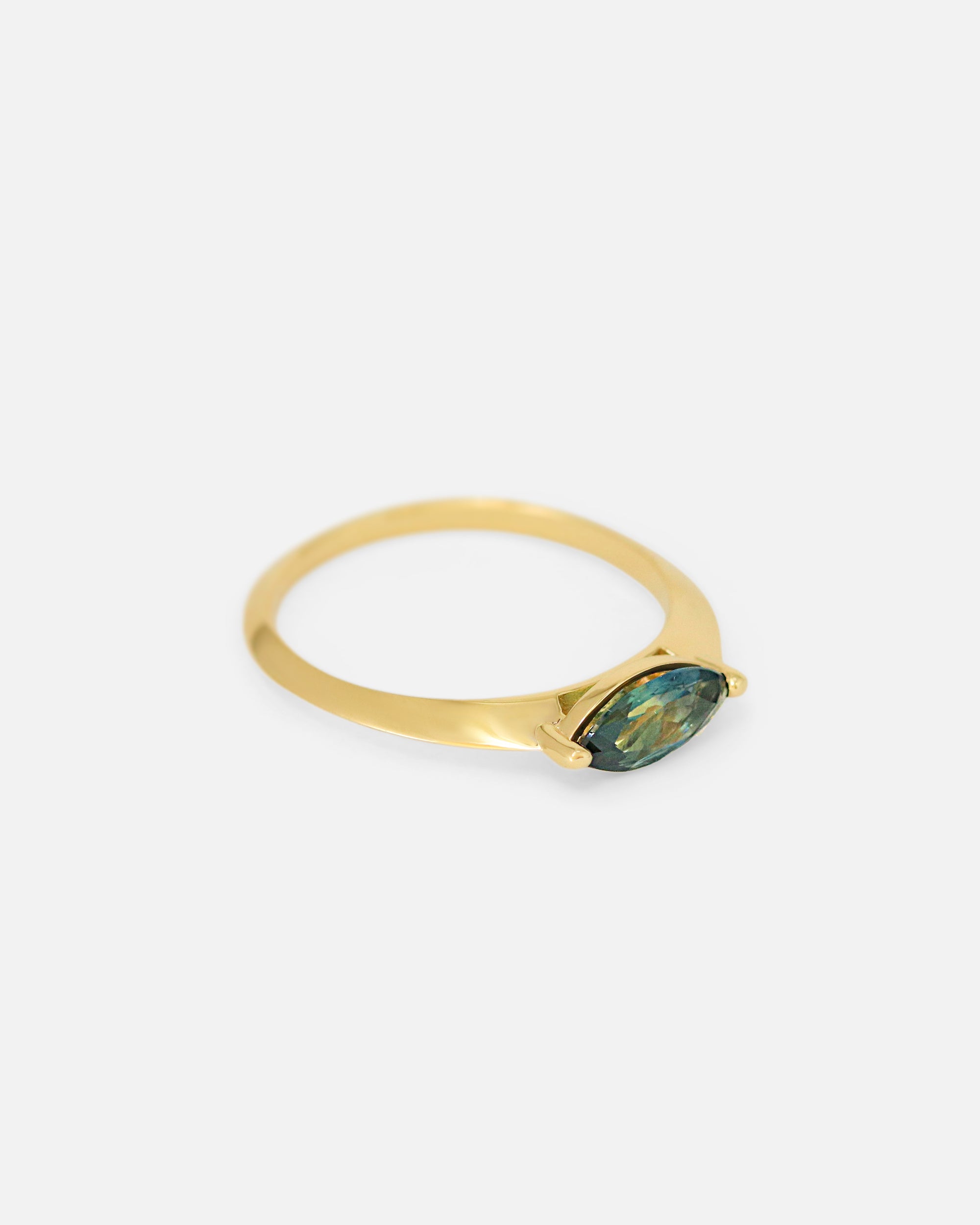 Angled side view of Florence / Marquise Sapphire Ring by Casual Seance