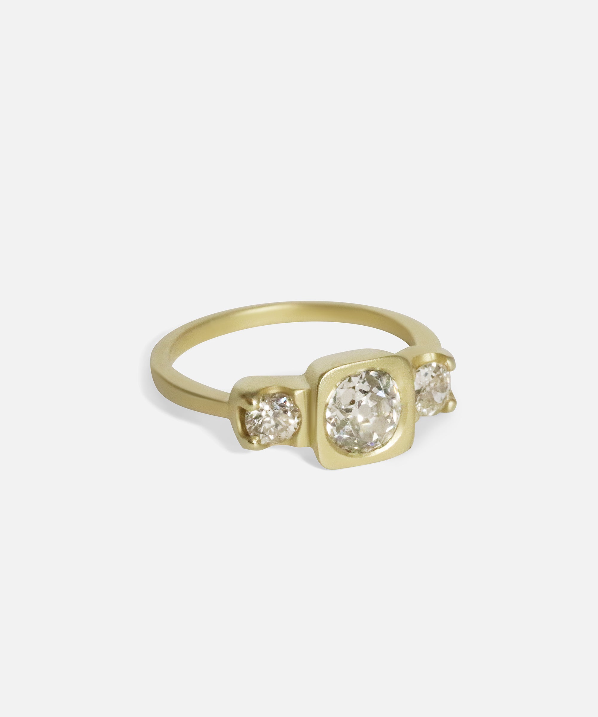 Side view of Three Wishes / Old Mine Cut Diamond Ring by Hiroyo