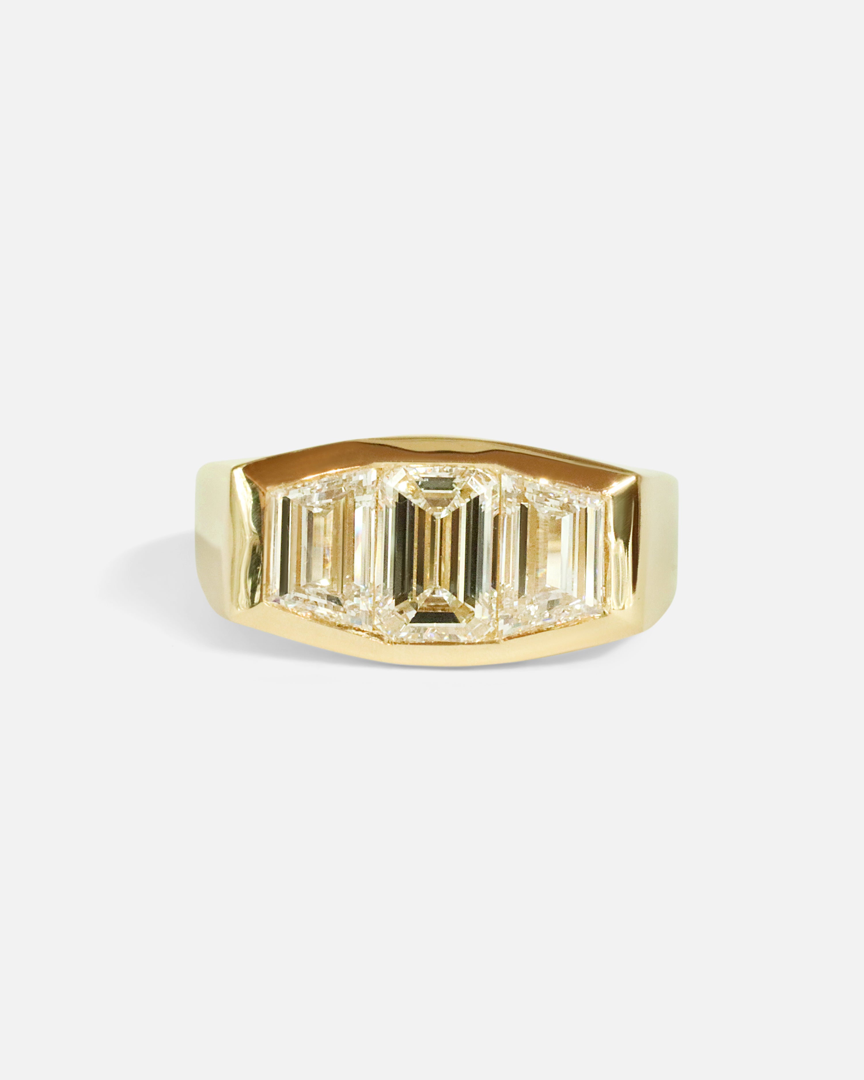 Front view of Three Wishes / Emerald Cut Diamond Ring by Hiroyo