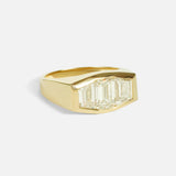Side view of Three Wishes / Emerald Cut Diamond Ring by Hiroyo