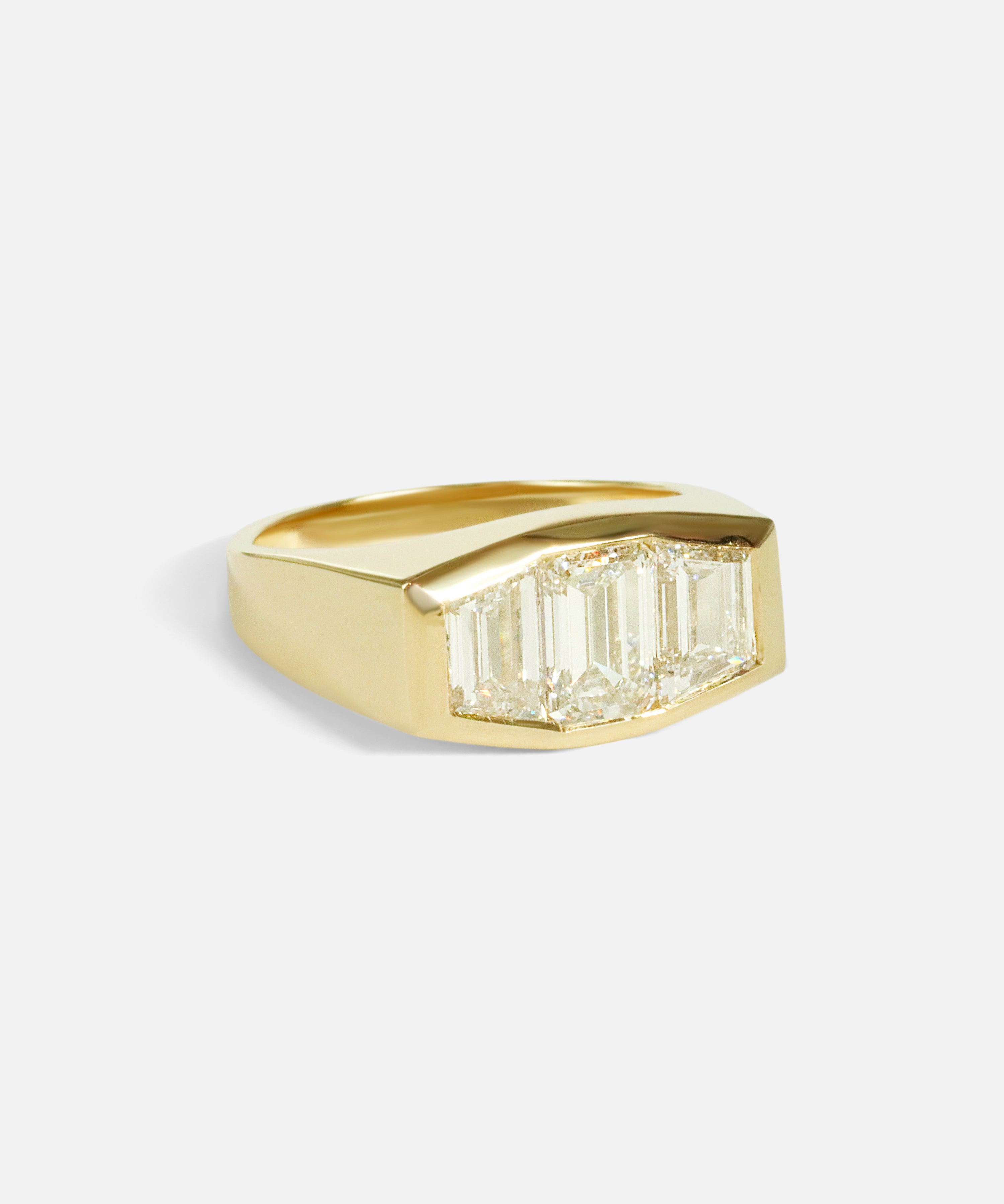 Side view of Three Wishes / Emerald Cut Diamond Ring by Hiroyo