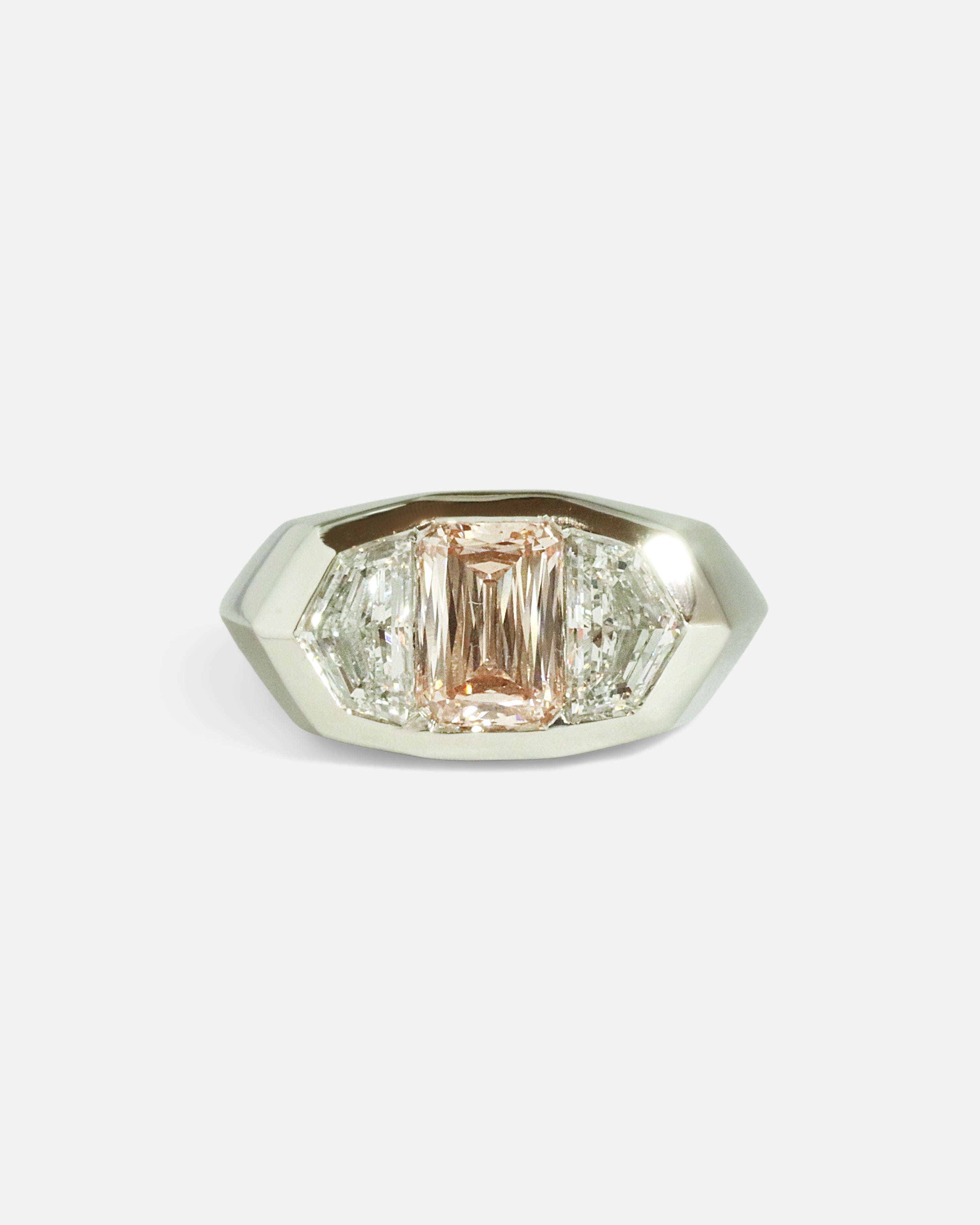 Front view of Three Wishes / Pink Ashoka Diamond Ring by Hiroyo