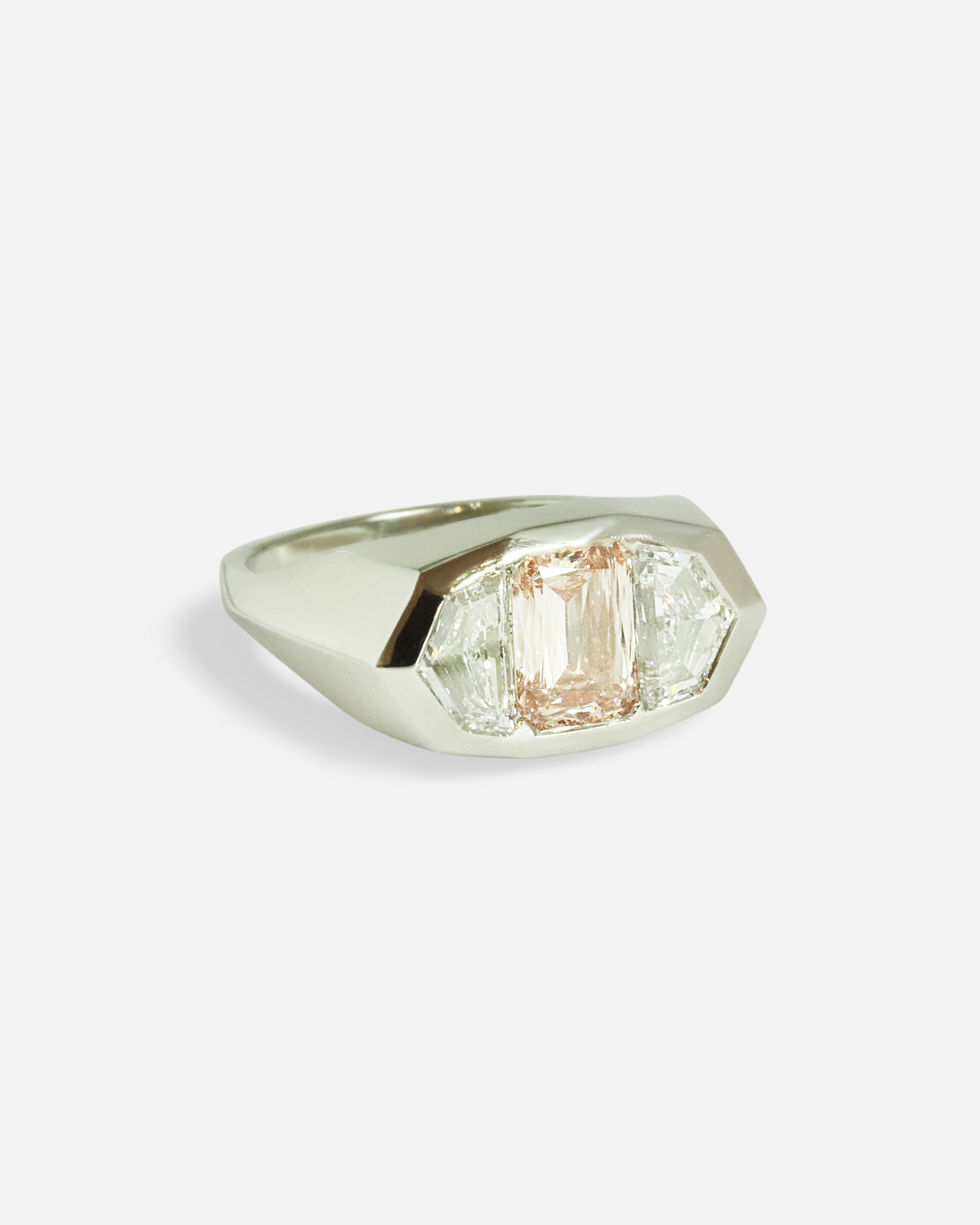 Side view of Three Wishes / Pink Ashoka Diamond Ring by Hiroyo