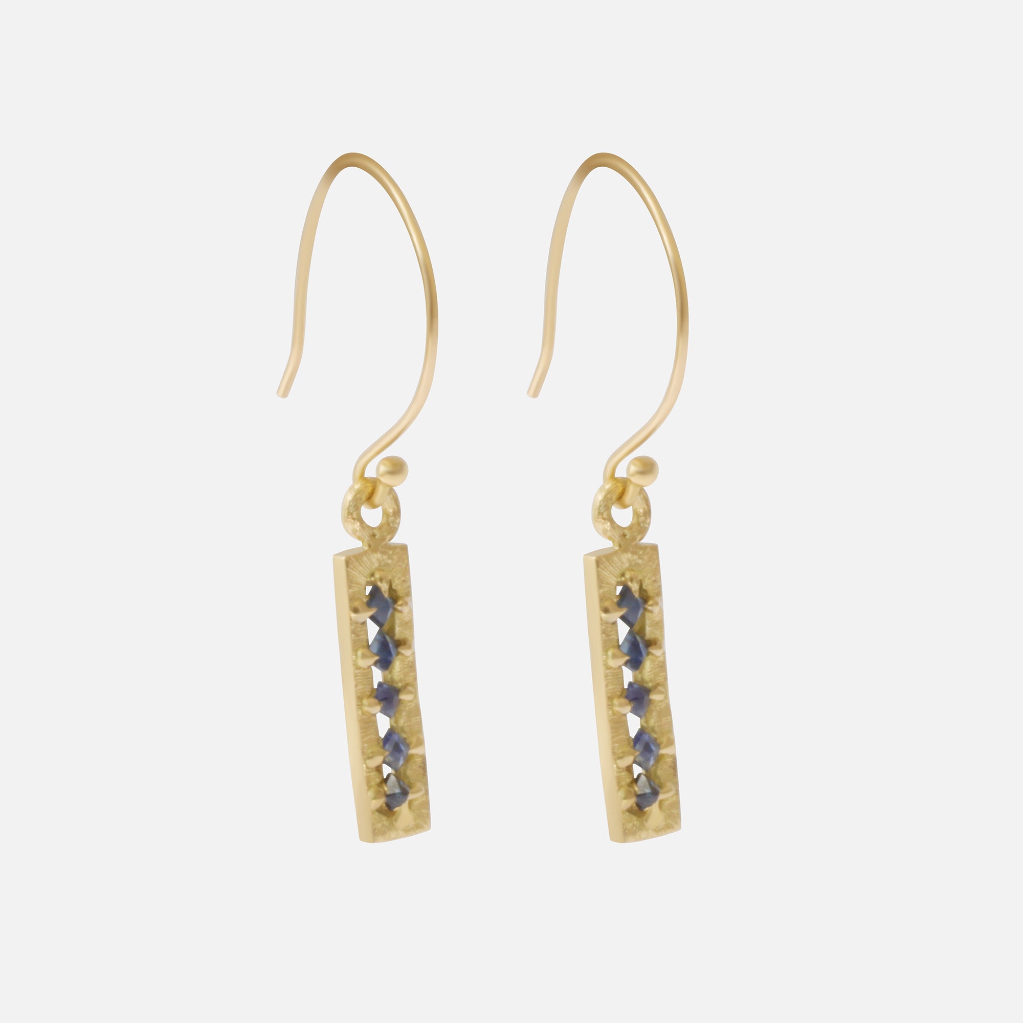 Silk / Small Pyramid Blue Sapphire Earrings By Hiroyo in earrings Category