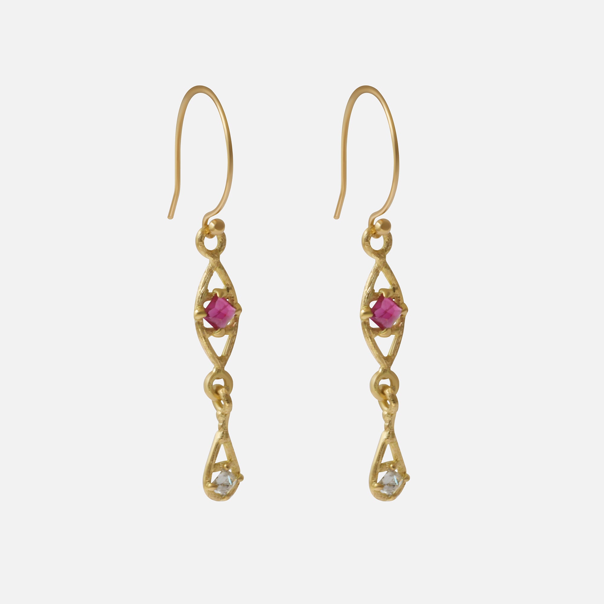 Silk / Pyramid Ruby Earrings By Hiroyo in earrings Category