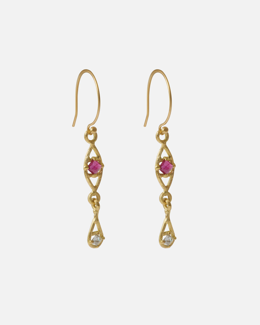 Silk / Pyramid Ruby Earrings By Hiroyo in earrings Category