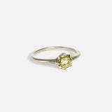 Angled side view of Beth / Champagne Cushion Cut Diamond Ring by Hiroyo