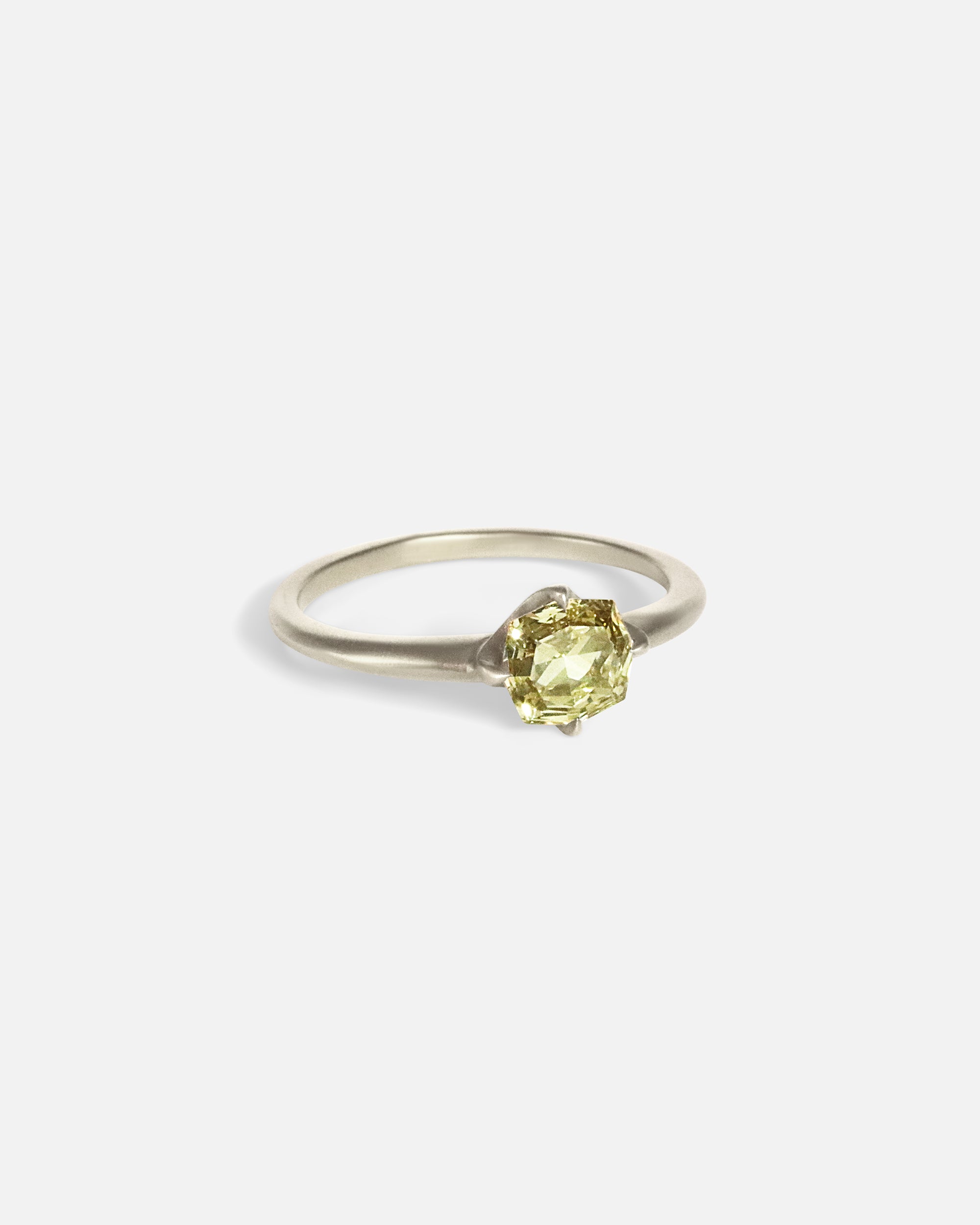 Angled side view of Beth / Champagne Cushion Cut Diamond Ring by Hiroyo
