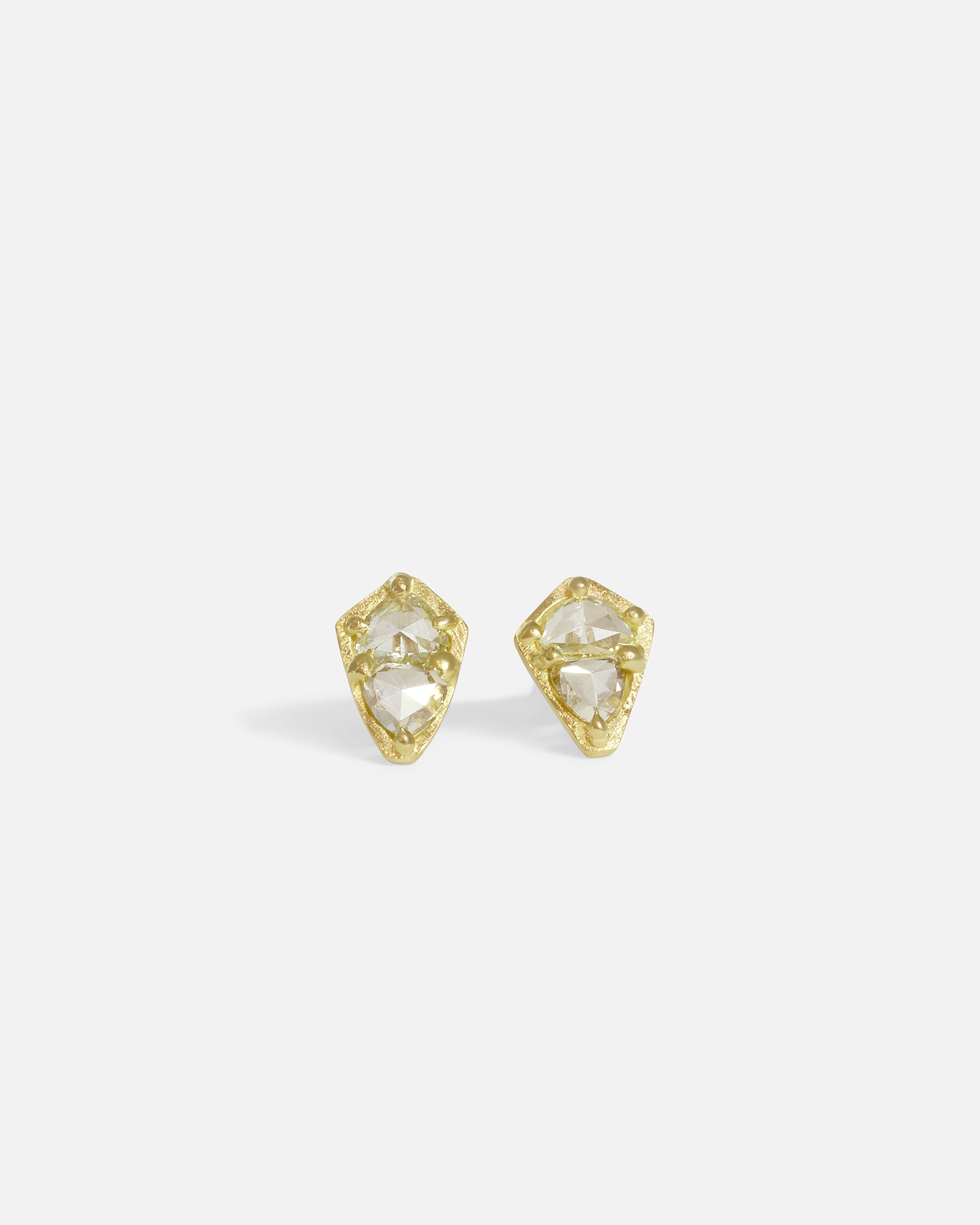 Front view of Dew 43 / Yellow & Champagne Diamond Earrings by Hiroyo