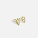 Side view of Dew 43 / Yellow & Champagne Diamond Earrings by Hiroyo