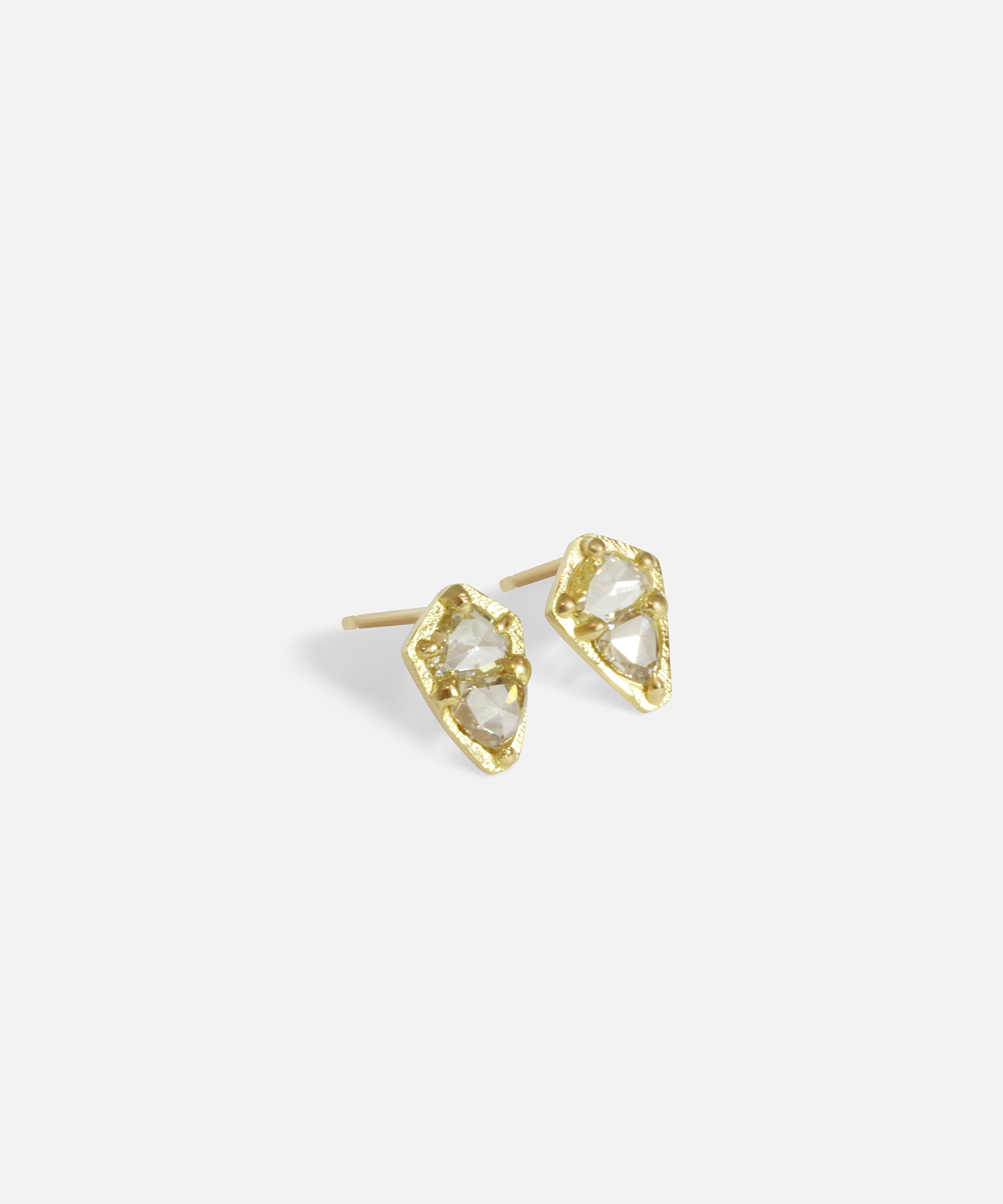 Side view of Dew 43 / Yellow & Champagne Diamond Earrings by Hiroyo