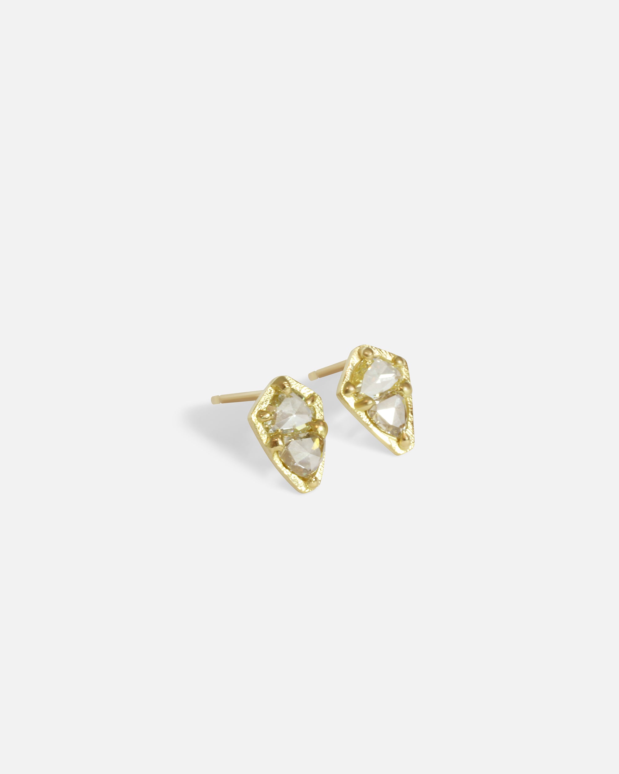 Side view of Dew 43 / Yellow & Champagne Diamond Earrings by Hiroyo