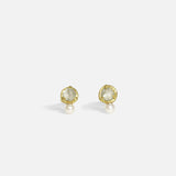Front view of Dew 44 / Milky Diamond & Seed Pearl Earrings by Hiroyo