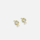 Side view of Dew 44 / Milky Diamond & Seed Pearl Earrings by Hiroyo