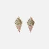 Front view of Dew 56 / Salt & Pepper and Pink Diamond Earrings by Hiroyo