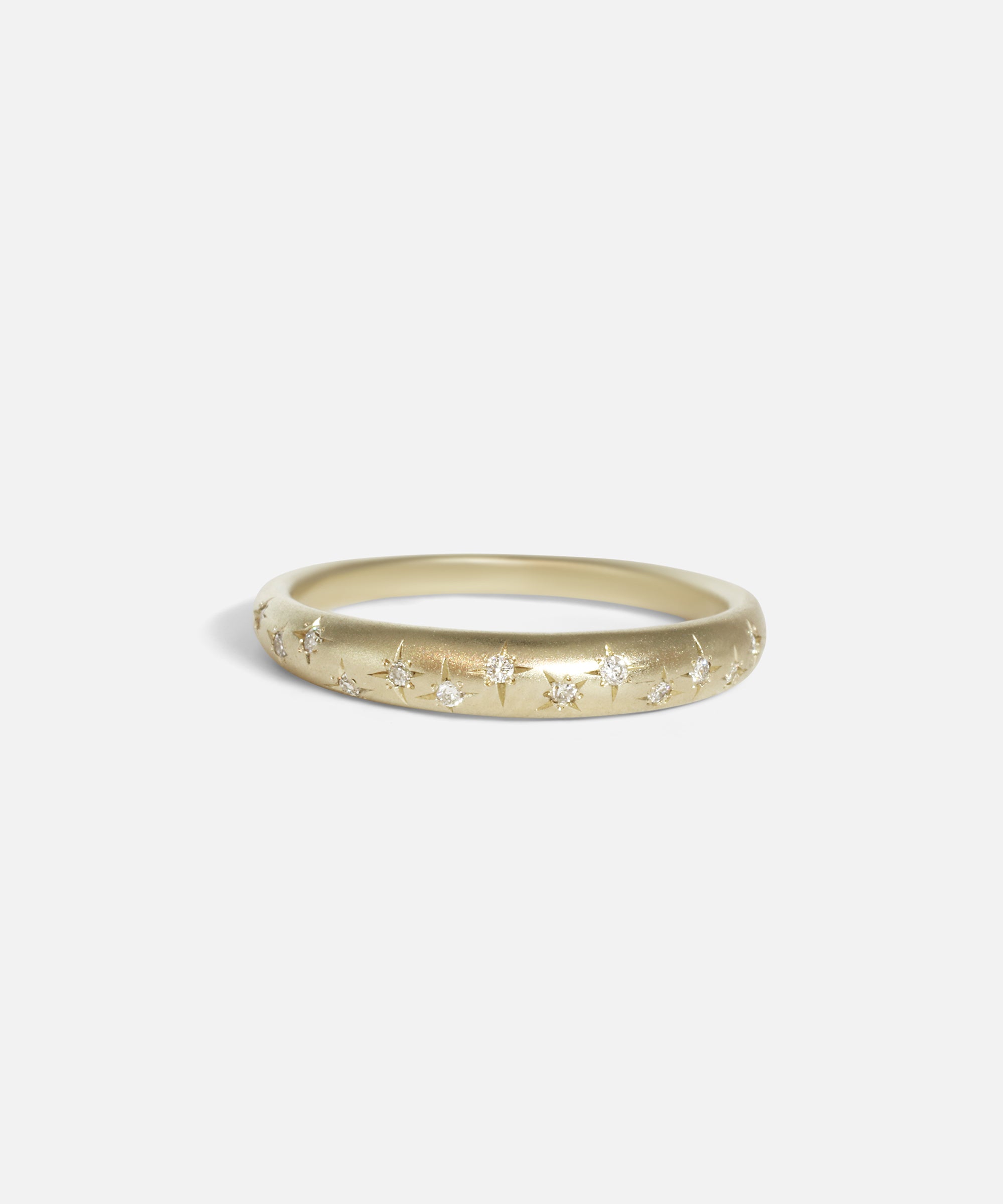 Front view of Moon Band / Fifteen Star Set Diamonds in 18k white gold by Hiroyo