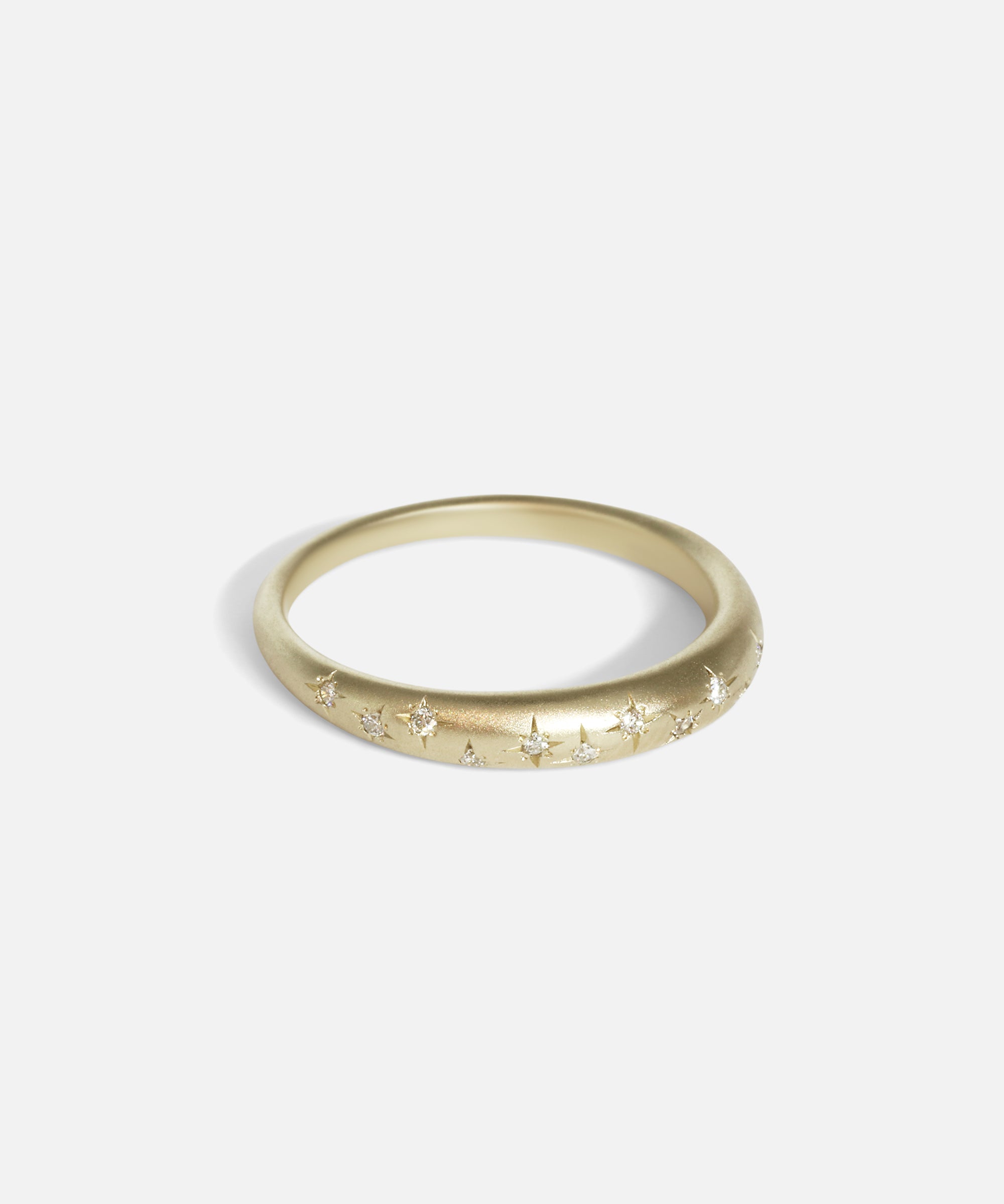 Side view of Moon Band / Fifteen Star Set Diamonds in 18k white gold by Hiroyo