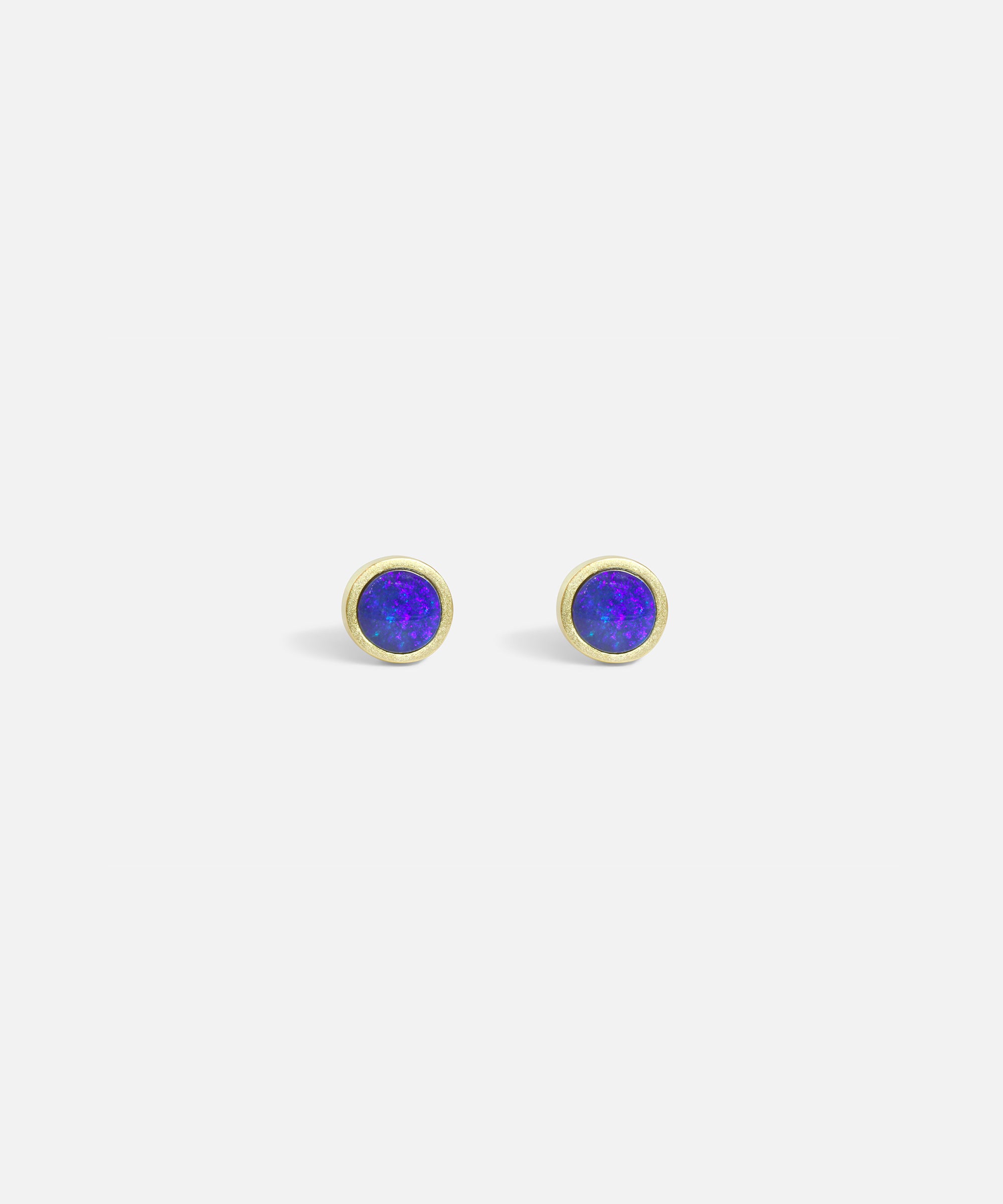 Front view of ugget / Black Opal Doublet Earrings by Hiroyo