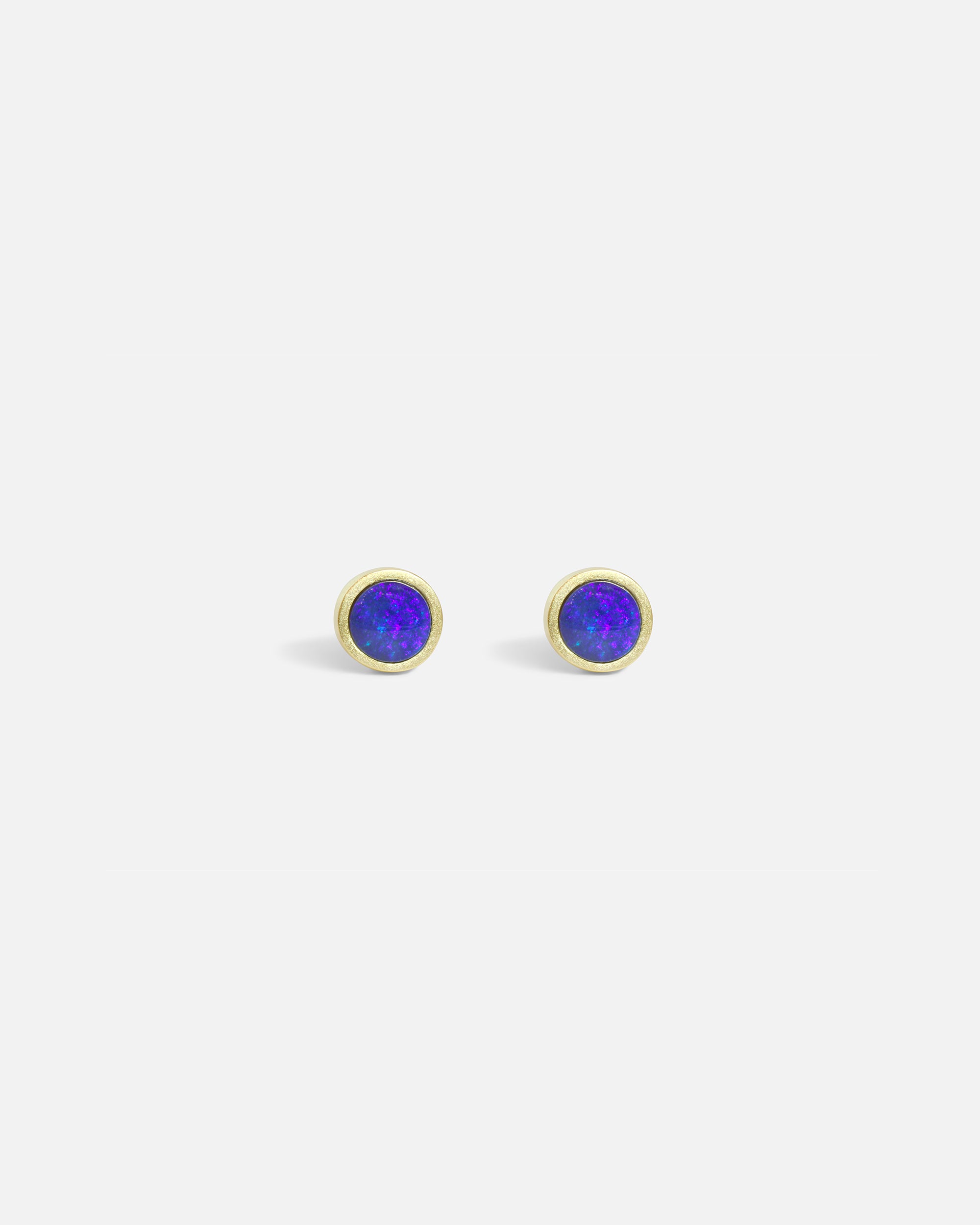 Front view of ugget / Black Opal Doublet Earrings by Hiroyo