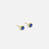 Side view of Nugget / Black Opal Doublet Earrings by Hiroyo