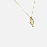 Side view of Nugget / Mexican Fire Opal with Melee Diamond Pendant by Hiroyo