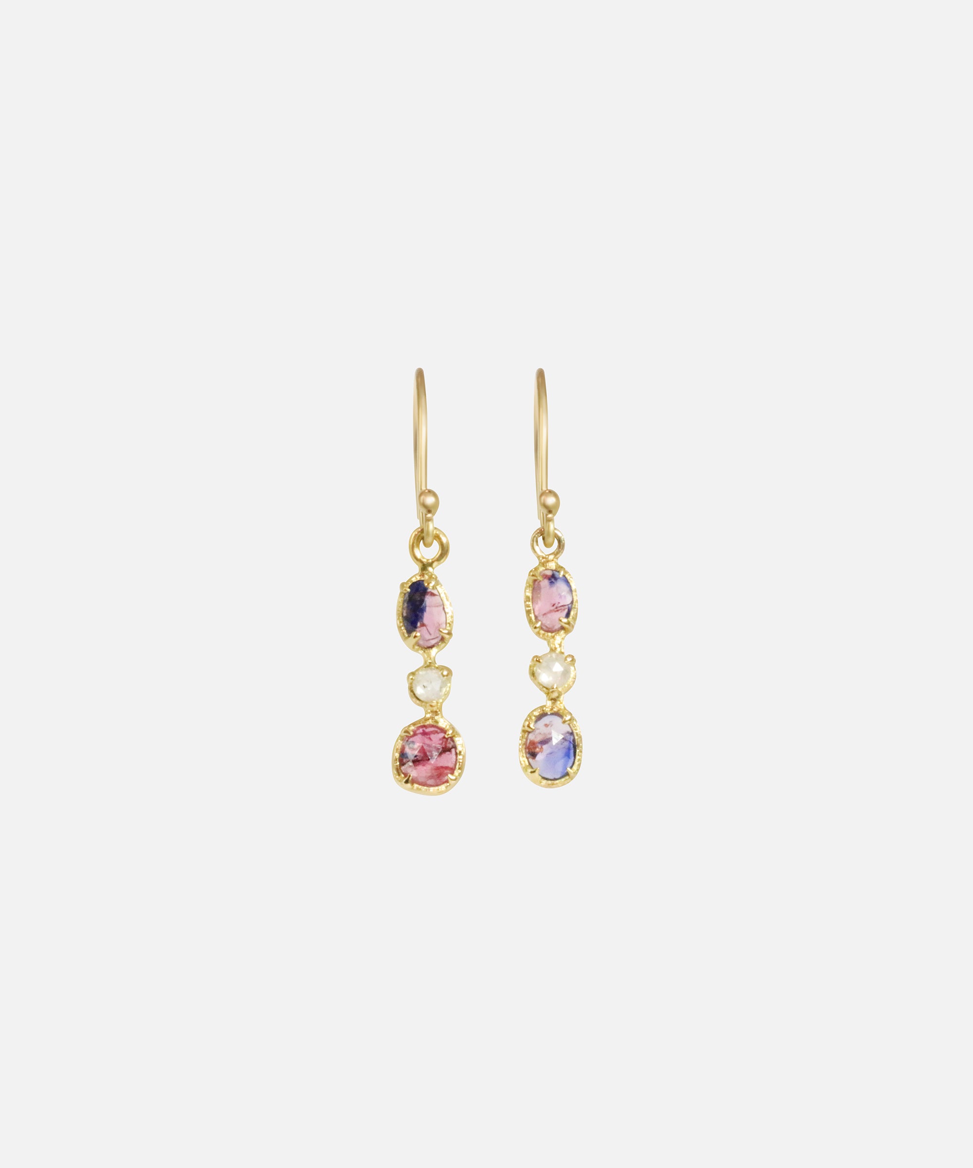 Front view of Silk / Winza Sapphire Earrings by Hiroyo