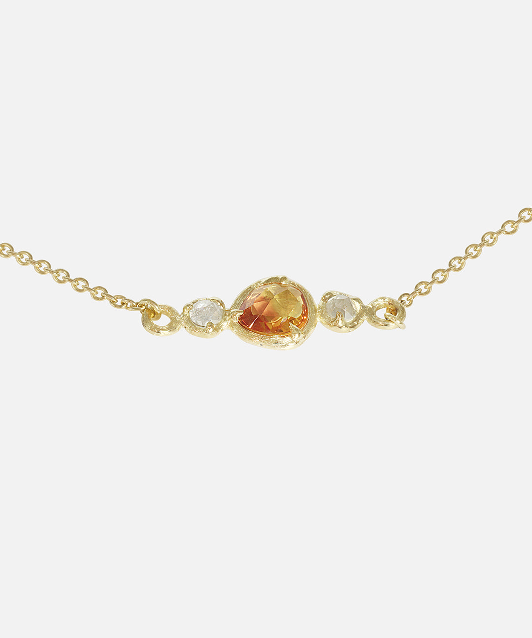 Close view of Silk / Orange Sapphire & Milky Diamond Bracelet by Hiroyo