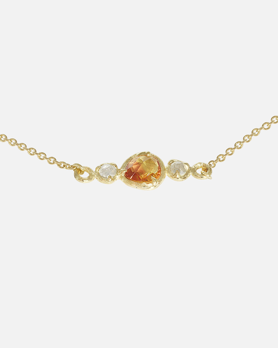 Close view of Silk / Orange Sapphire & Milky Diamond Bracelet by Hiroyo