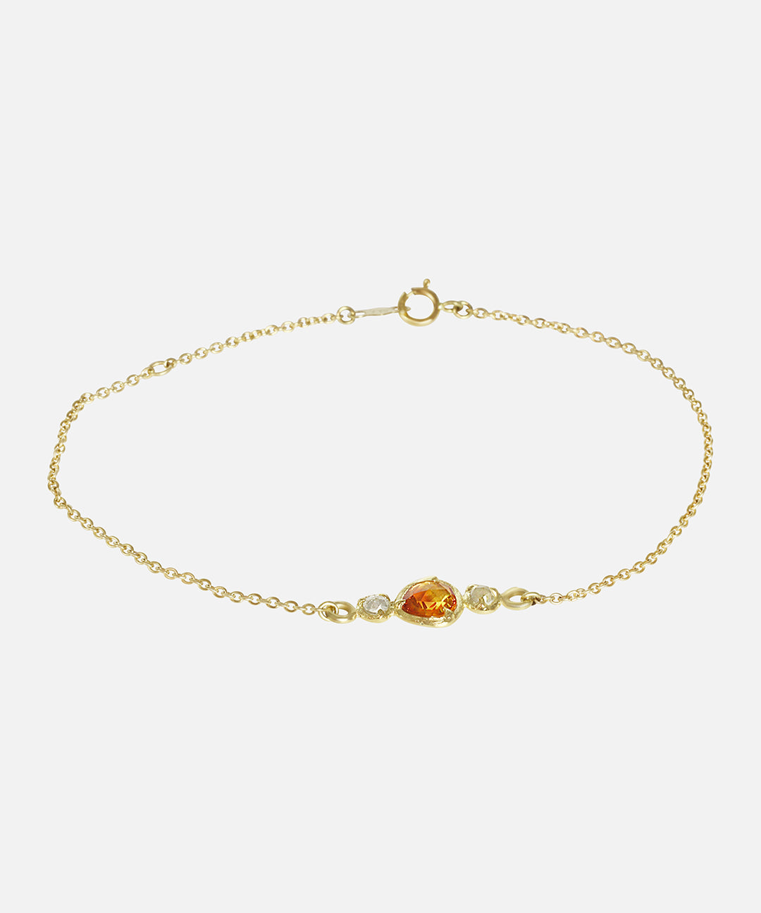 Front view of Silk / Orange Sapphire & Milky Diamond Bracelet by Hiroyo