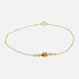 Front view of Silk / Orange Sapphire & Milky Diamond Bracelet by Hiroyo