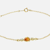 Close up view of Silk / Orange Sapphire & Milky Diamond Bracelet by Hiroyo
