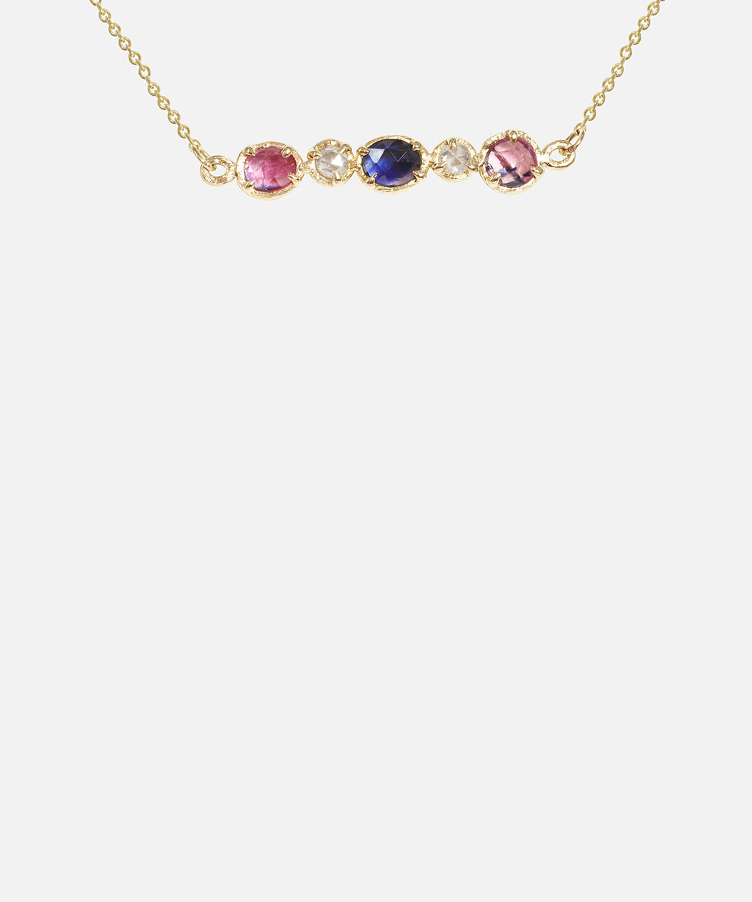 Close front view of Silk / Winza Sapphire & Milky Diamond Bracelet by Hiroyo