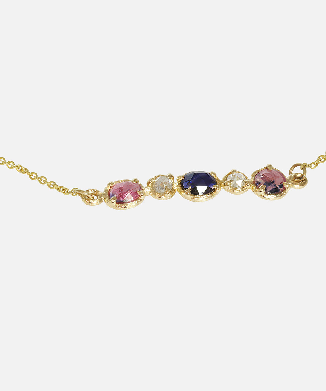 Close up view of Silk / Winza Sapphire & Milky Diamond Bracelet by Hiroyo