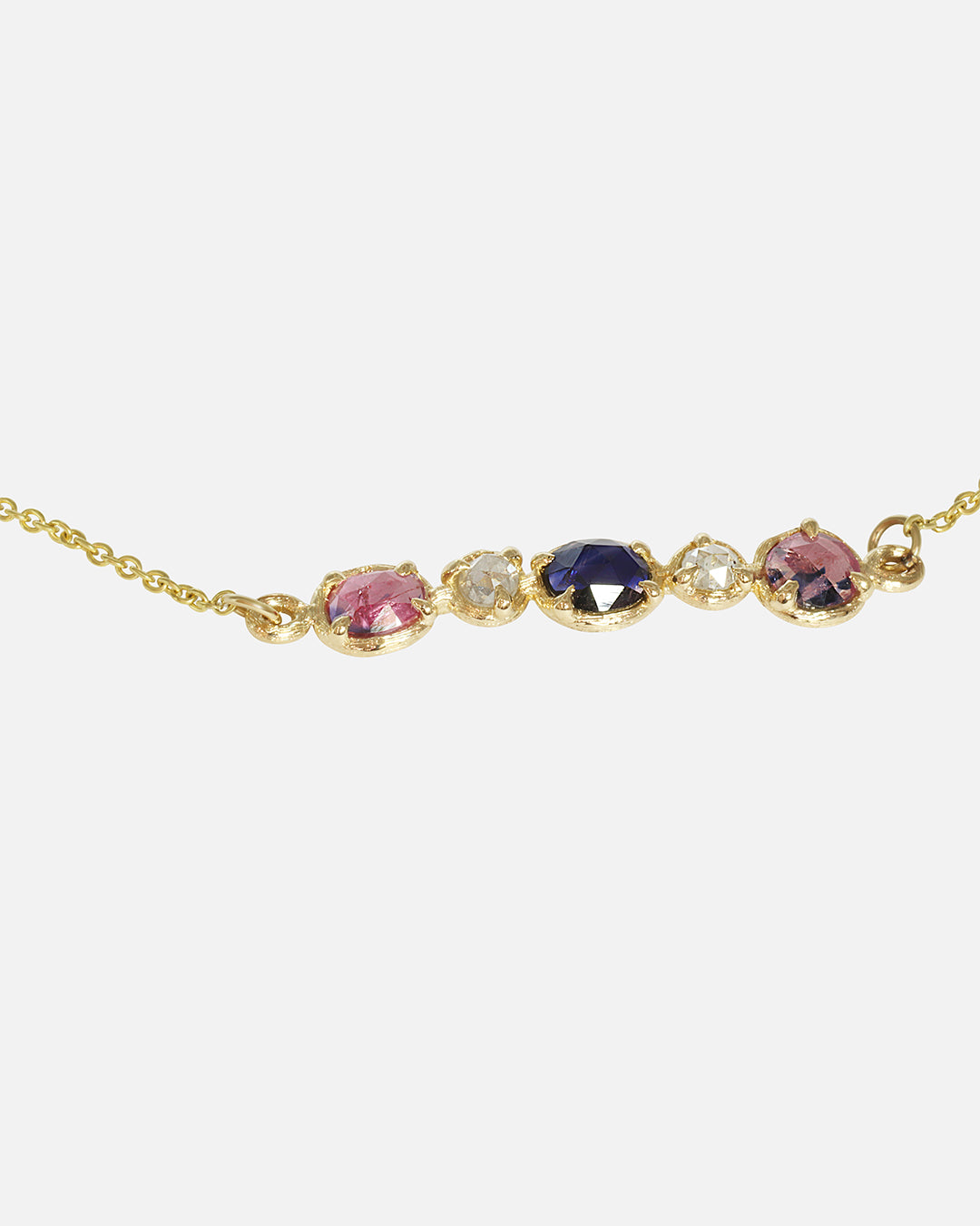 Close up view of Silk / Winza Sapphire & Milky Diamond Bracelet by Hiroyo