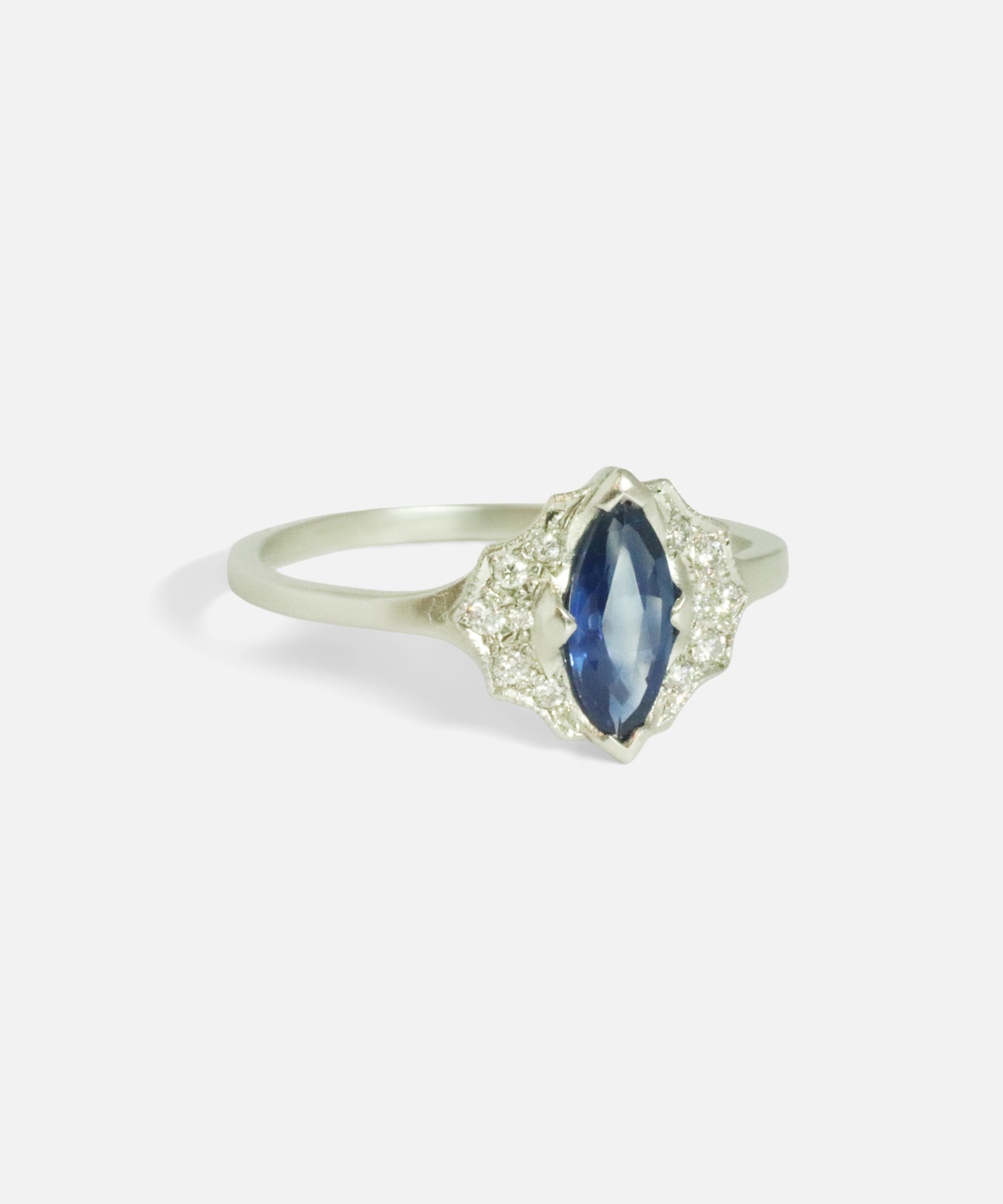 Side view of Zaida / Blue Sapphire Ring by Hiroyo