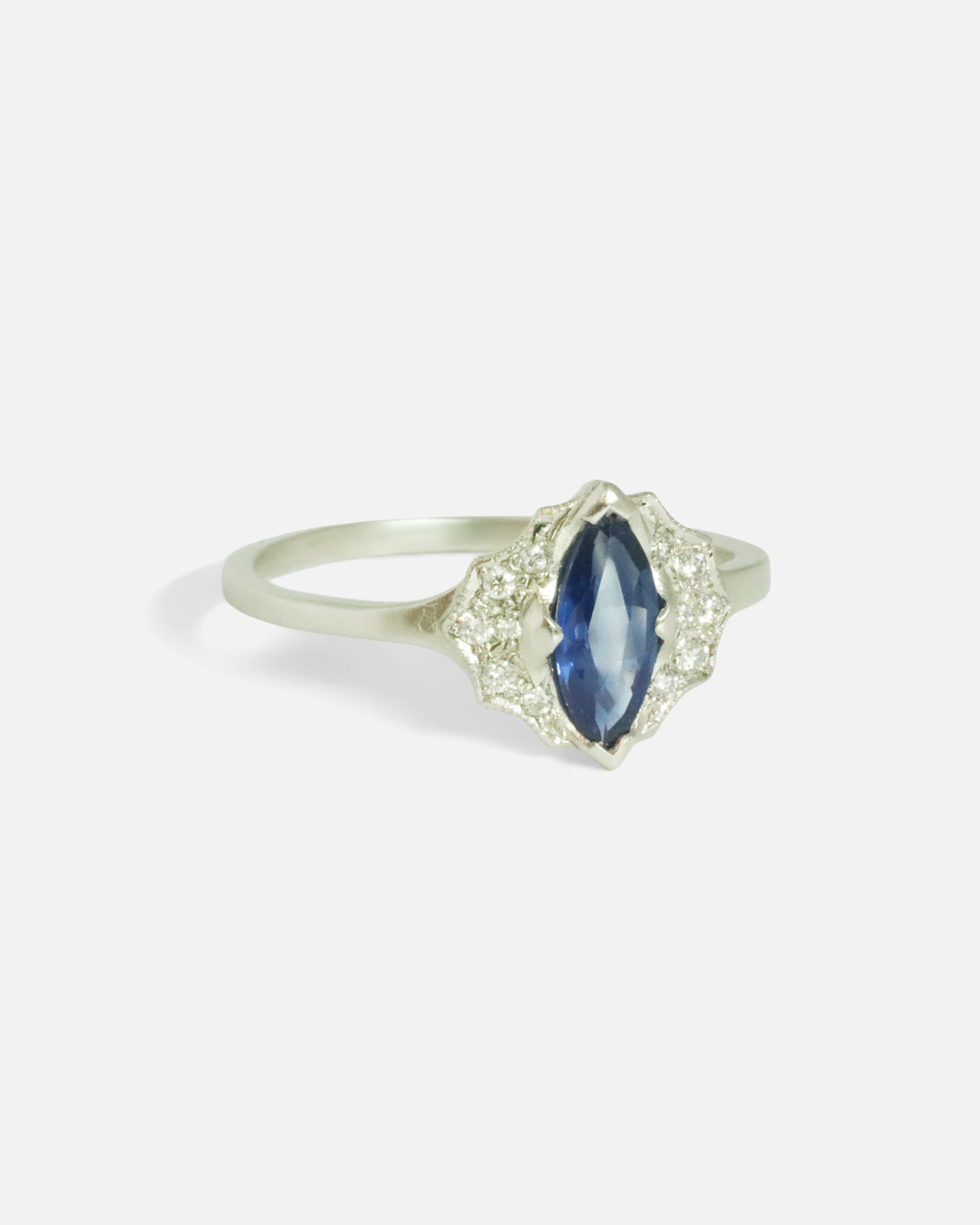 Side view of Zaida / Blue Sapphire Ring by Hiroyo