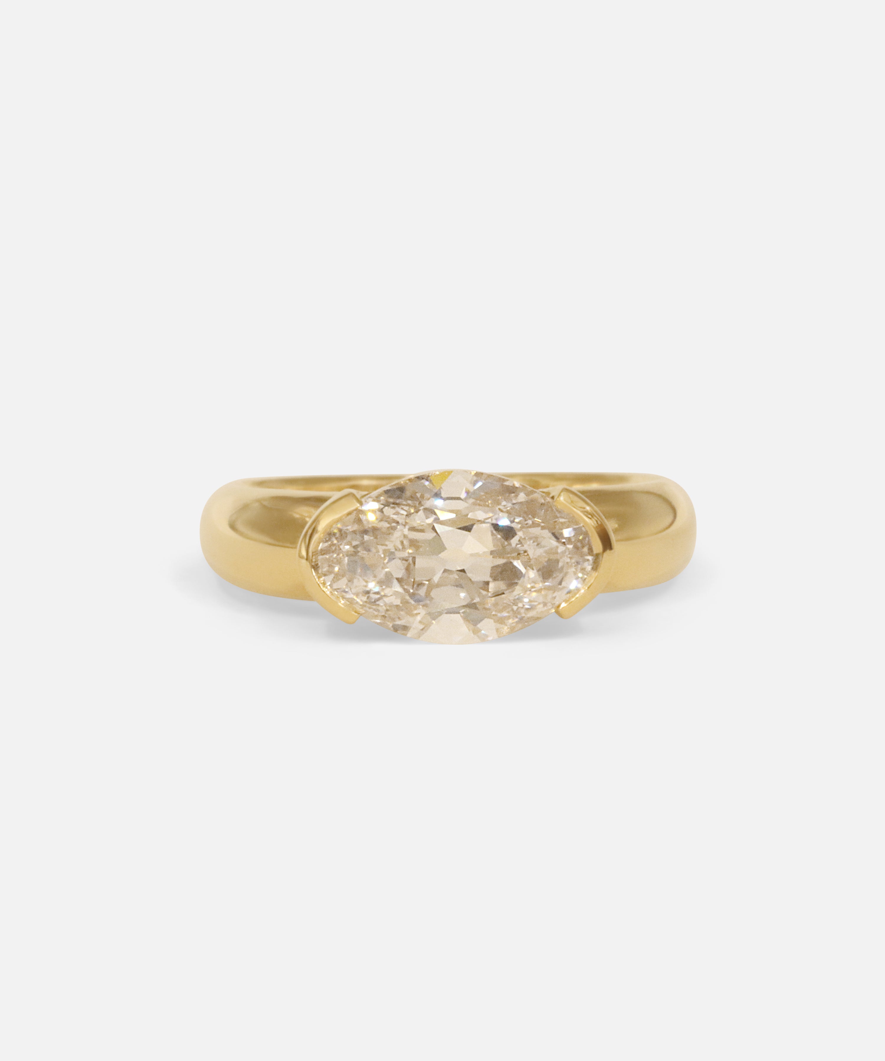 Front view of Chalice Ring / Antique Modern Lab Diamond by Joko