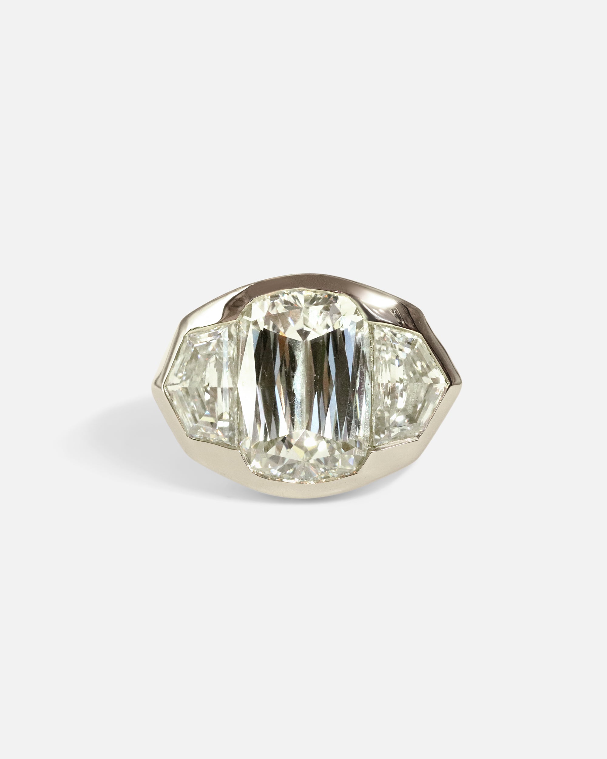 Front view of Three Wishes / Ashoka & Cadillac Cut Diamond Ring by Hiroyo
